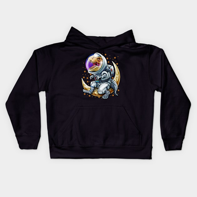 Astrosaurus Funny Dinosaur T-Rex Astronaut Kids Hoodie by BDAZ